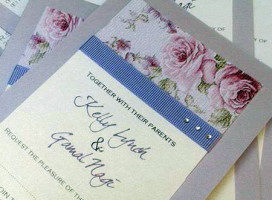 Wedding Invitation With Ribbon & Handmade Paper