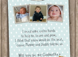 Baby Blue Spotty Godparent Request Cards