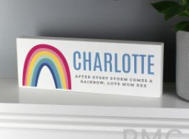 Personalised Rainbow Wooden Block Sign
